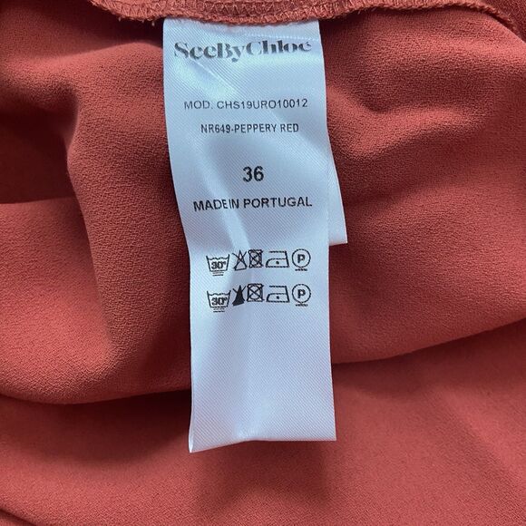 See By Chloe Tie Sleeve Dress Peppery Red Size 36/Small - Picture 7 of 10
